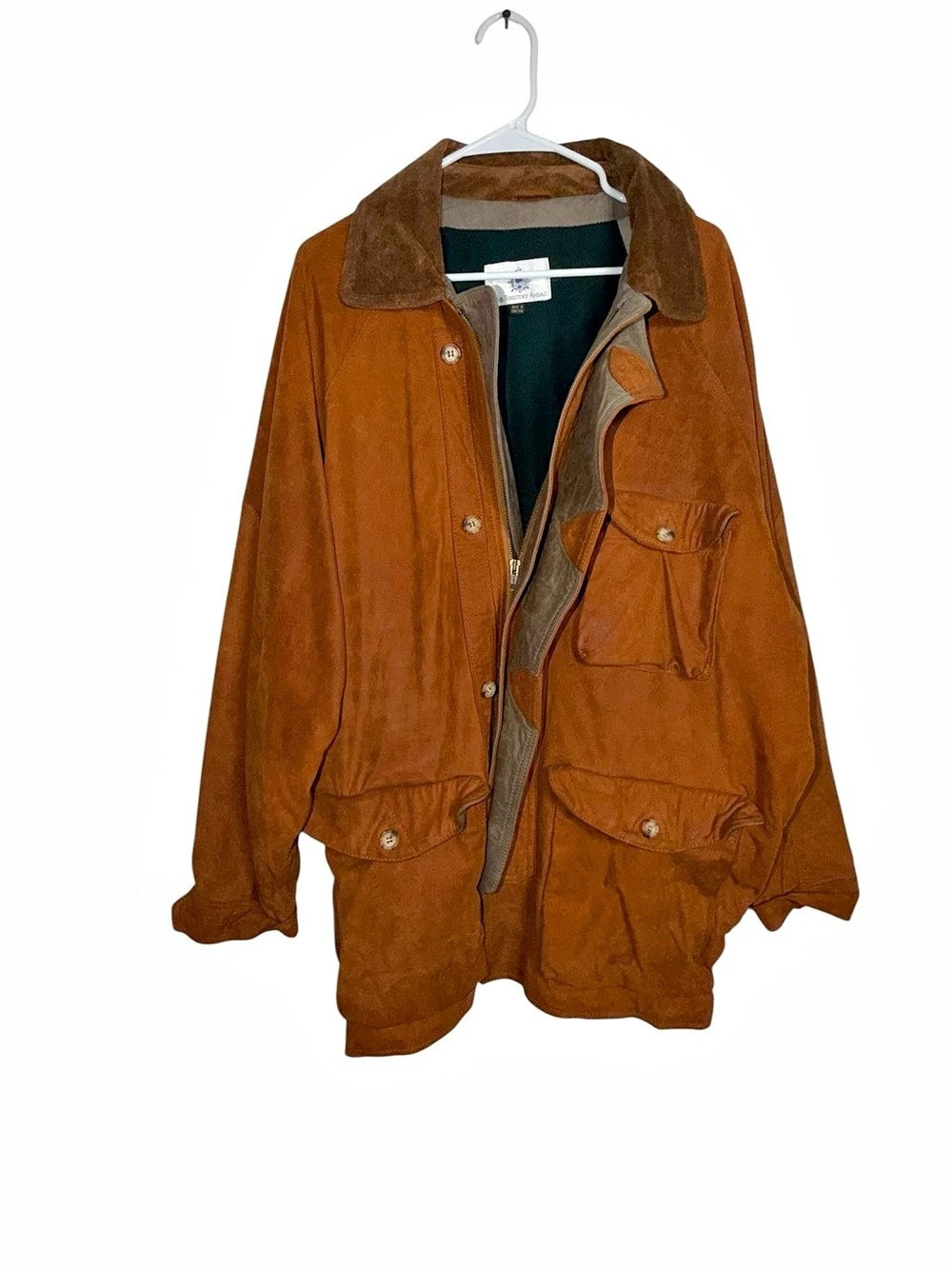 Vintage The Territory Ahead Suede Leather Jacket Rust Cognac Oversized Wool Line